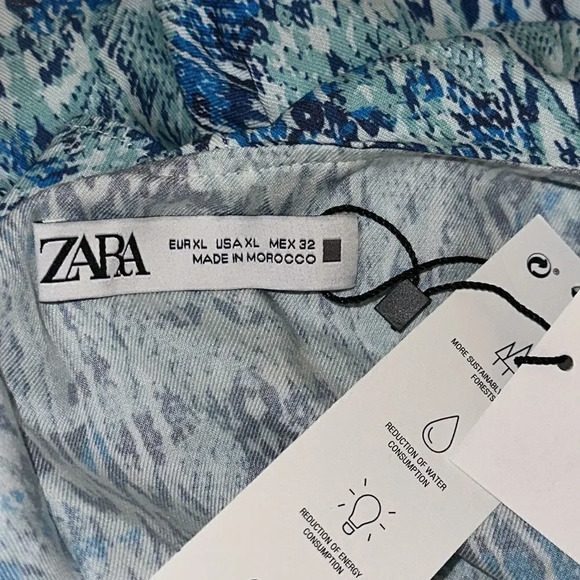 ZARA | Blue | RUFFLED ANIMAL PRINT BLOUSE - Picture 13 of 13